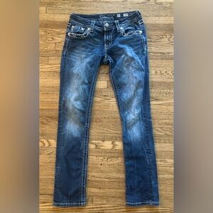 Miss Me Signature Straight Jeans Dark Wash Bling 27 X 31